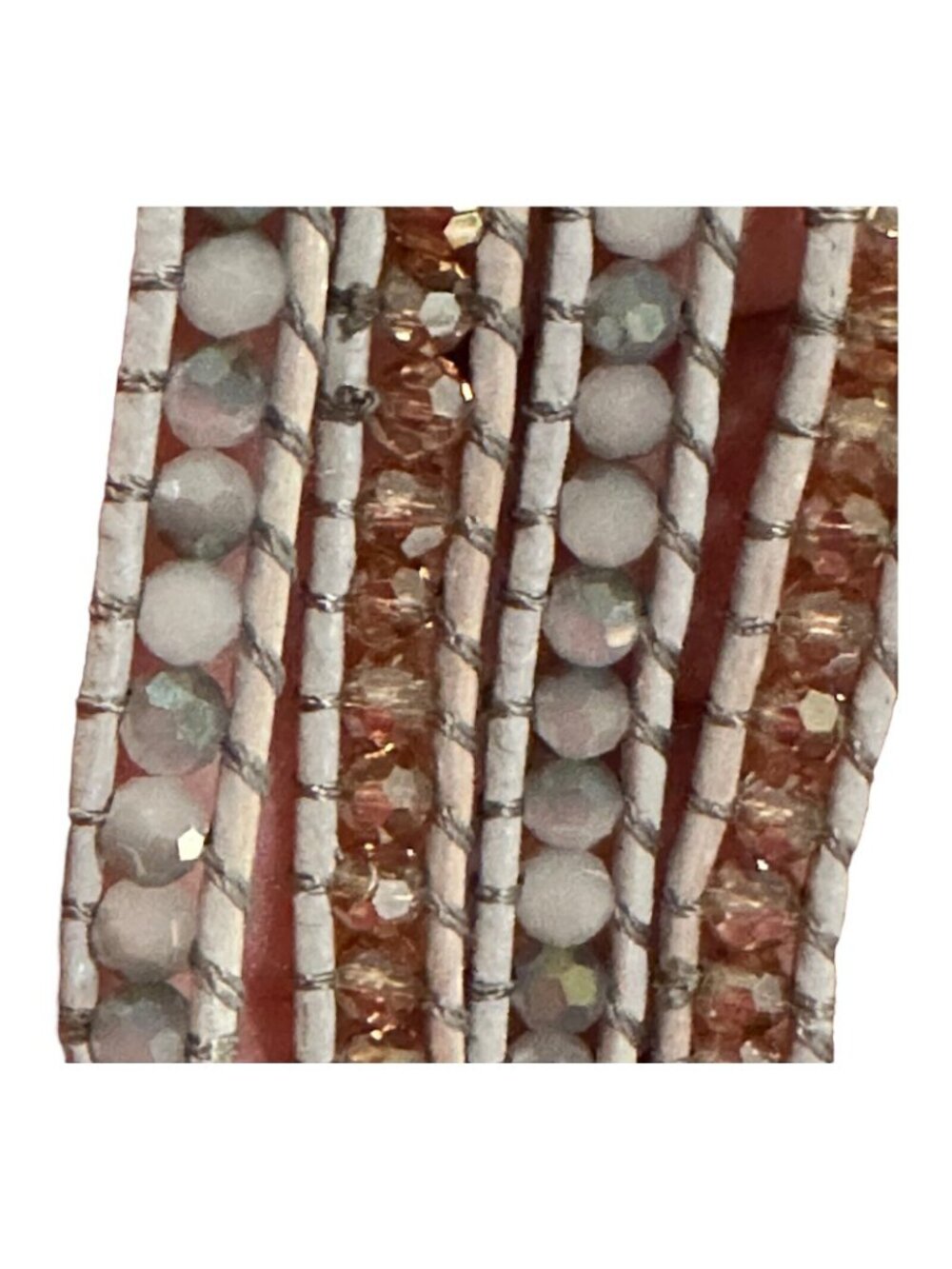 Victoria Emerson Leather Wrap Bracelet Quartz Crystal Beads 36" White Rose Gold - Picture 16 of 16